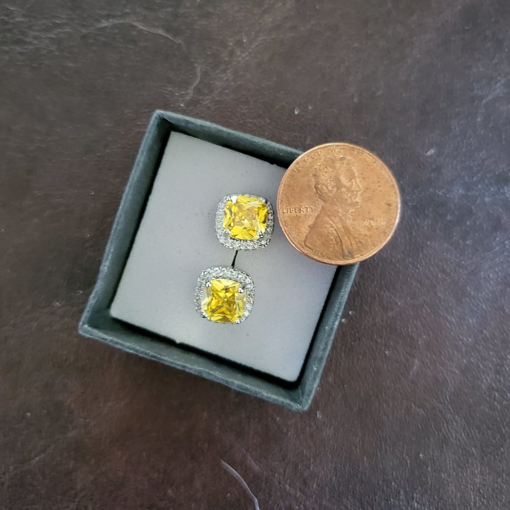 New! Yellow moissanite and zircon earrings in sterling silver, stunning! - Picture 7 of 8